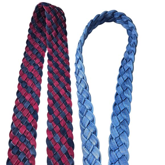 2 1970s Braided Belts: Keegin Denim and Leather, Canterbury  Braided Suede Sz 36 - Picture 5 of 8